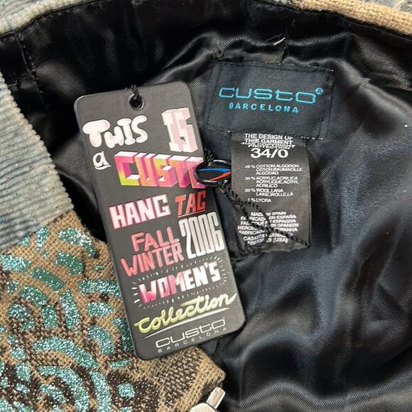 Y2K Custo Barcelona NWT 2006 slash NY zip and glitter pencil skirt, 34 or 0 - Picture 9 of 10